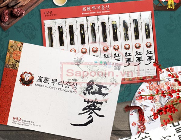 Hồng sâm tẩm mật ong Hàn Quốc nguyên củ